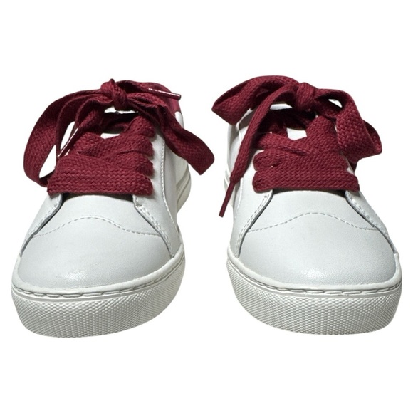 Kate Spade Fez White Leather Burgundy Sneakers Sz:6 - Picture 6 of 14